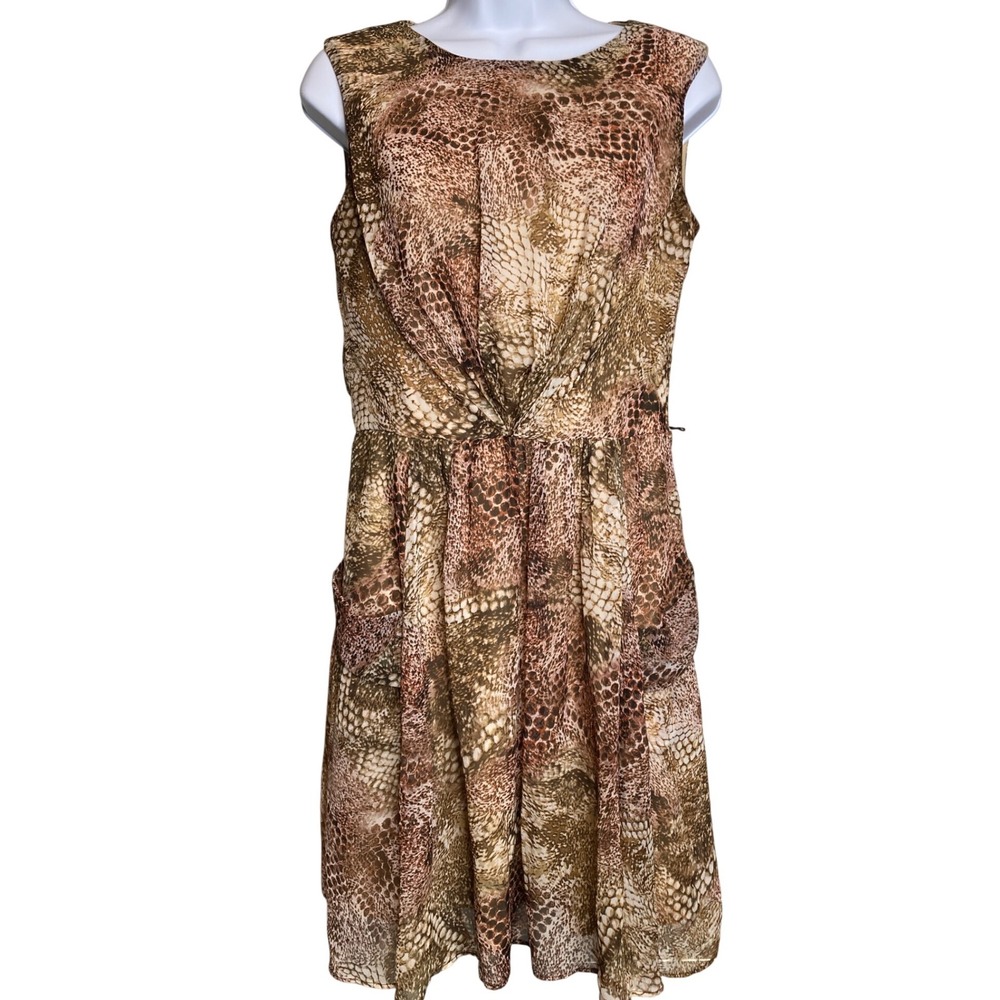 Miss Sixty M60 Womens Brown Snakeskin Sleeveless Dress Sz 6 Animalier Y2K Retro